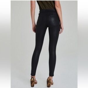 AG Anthropologie The Farrah Skinny Ankle High-Rise Black Faux Leather Pants 26R